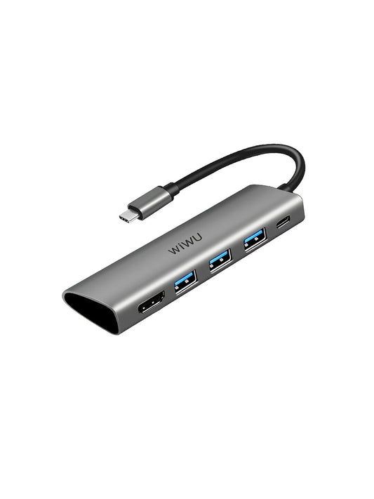 WIWU Alpha 5 in 1 USB-C Hub A531H - Grey